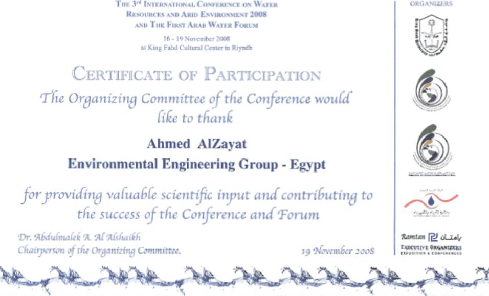 ICWRAE — Conference certificate, 2008