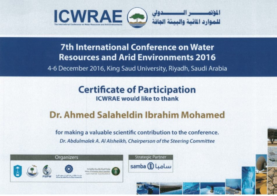 ICWRAE certificate, 2016